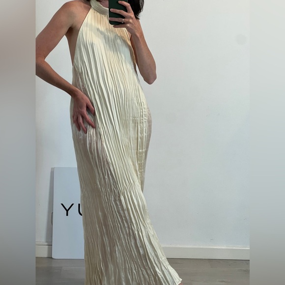 Zara Dresses & Skirts - Elegant Cream Halter Maxi Dress